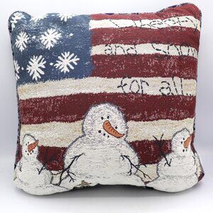 RIVERDALE Liberty And Snow For All American Flag Snowman Pillow MADE IN USA15x15